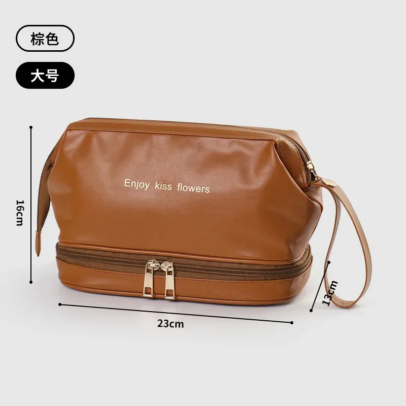 nouvelle trousse de maquillage imperméable en pu de grande capacité, sac de rangement portable pour cosmétiques pour femmes, trousse de toilette, sac à cosmétiques