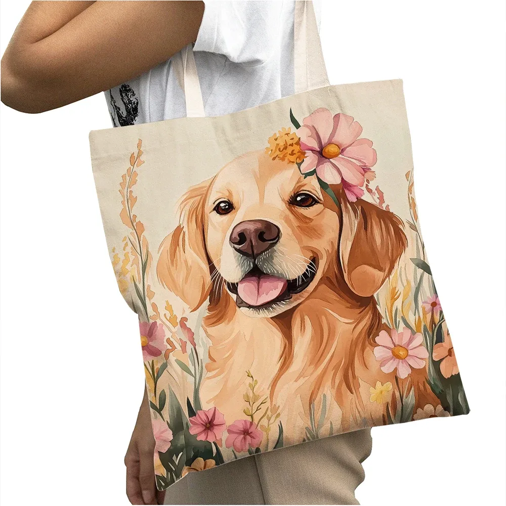 sac à main pour femme avec motif de chien mignon (corgi, golden retriever, pug), sac de shopping grande capacité, sac à bandoulière pour enfant