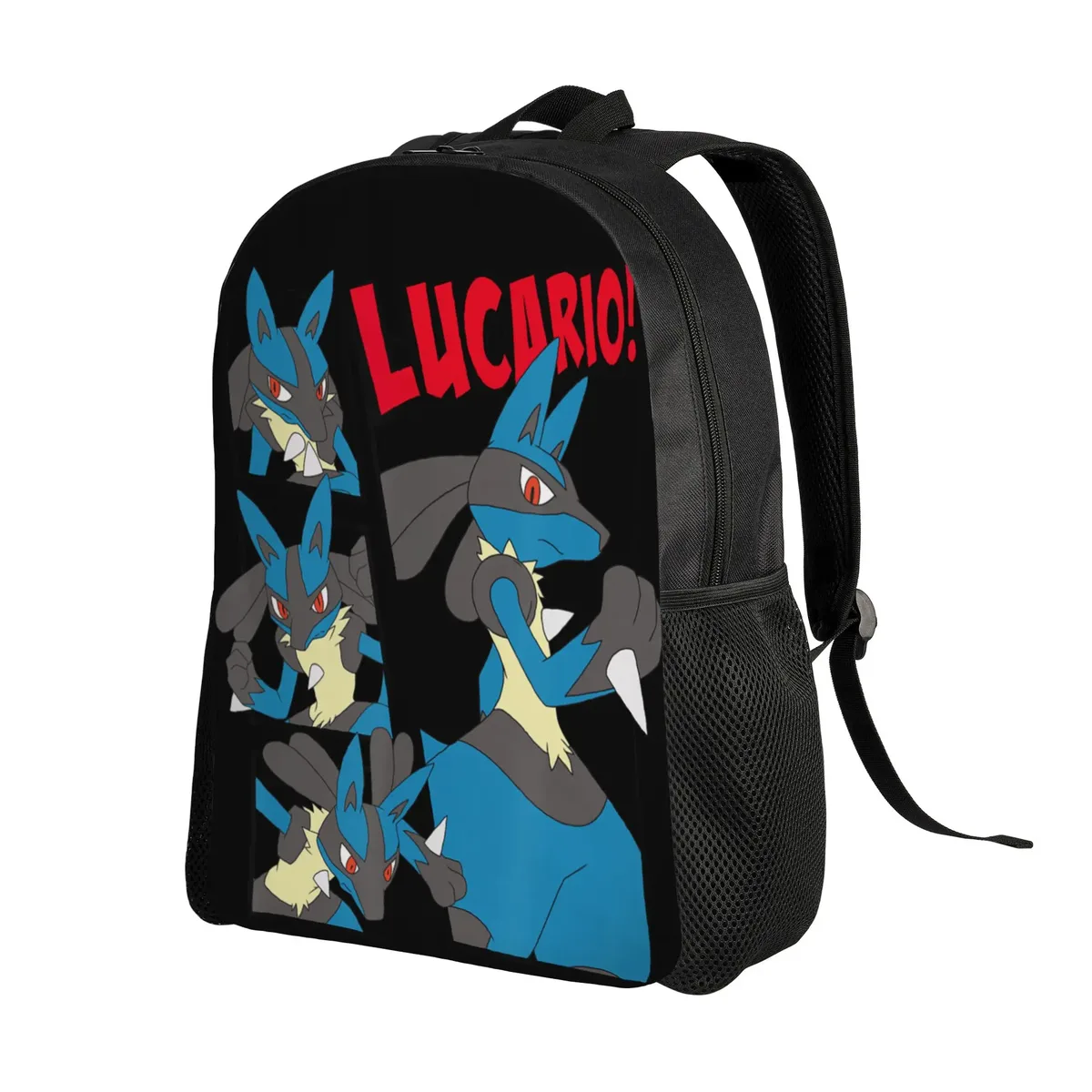 sac à dos pokemon epic lucario poses collage retro big chest poster daypack mochila sac à dos d'extérieur avec