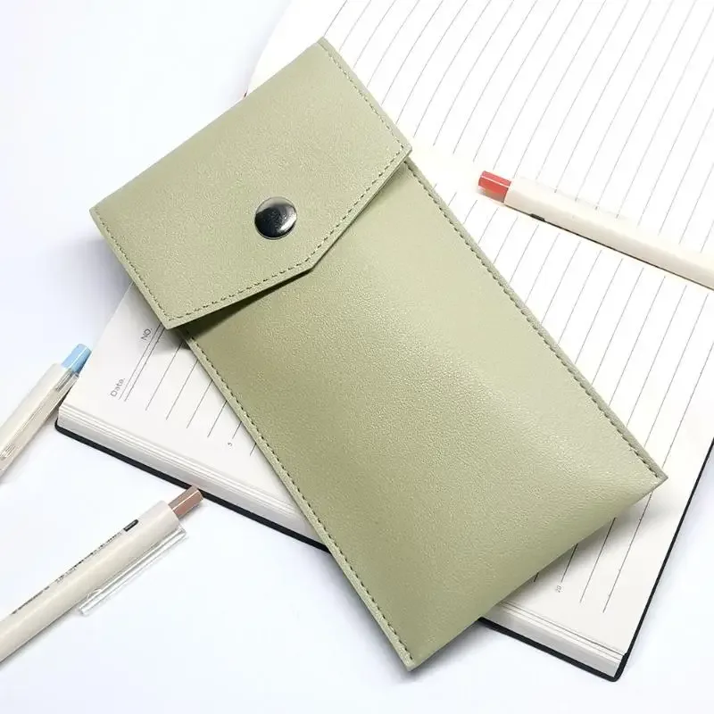 étui à crayons en cuir pu, sac de rangement pour étudiants, sac portable pour lunettes et papeterie, sac de rangement pour stylos de bureau grande capacité.