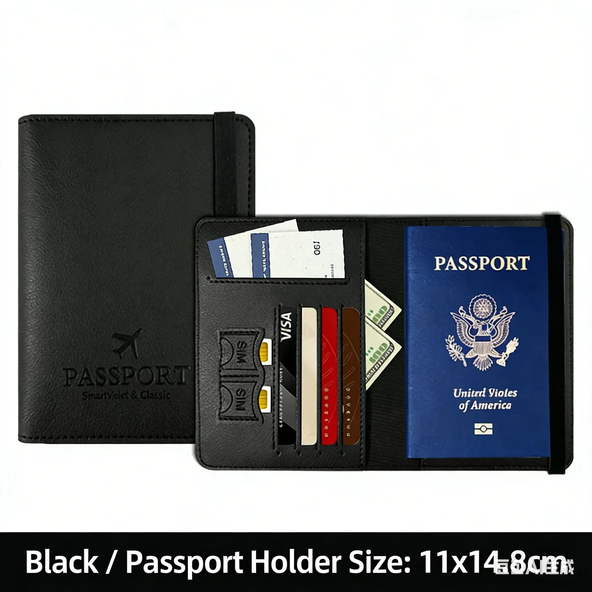 portefeuille de passeport en cuir pu, accessoires multifonctions, housse de protection, porte-livres de voyage pour femmes/hommes