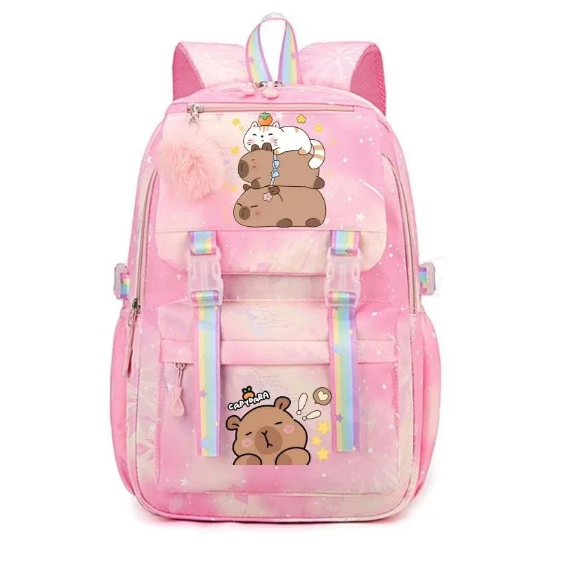 sac à dos de grande capacité imprimé capybara, sac à dos léger et mignon, cartable de dessin animé, sac à dos de voyage décontracté pour fille