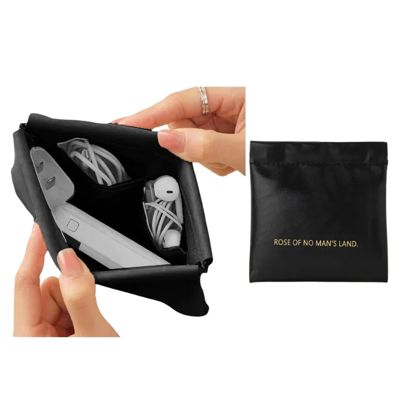 mini sac de rangement automatique à ressort en silicone, pochette de maquillage portable, étanche, pour écouteurs, chargeurs et câbles