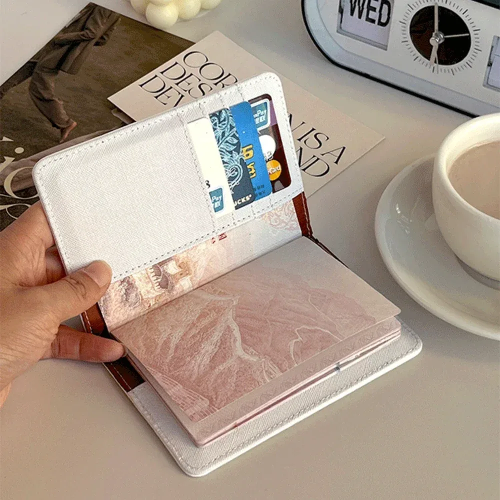 porte-passeport en cuir pu, lapin de dessin animé, multi-fonction, pince à cartes, portefeuille, étanche, léger, couverture de passeport, voyage en plein air