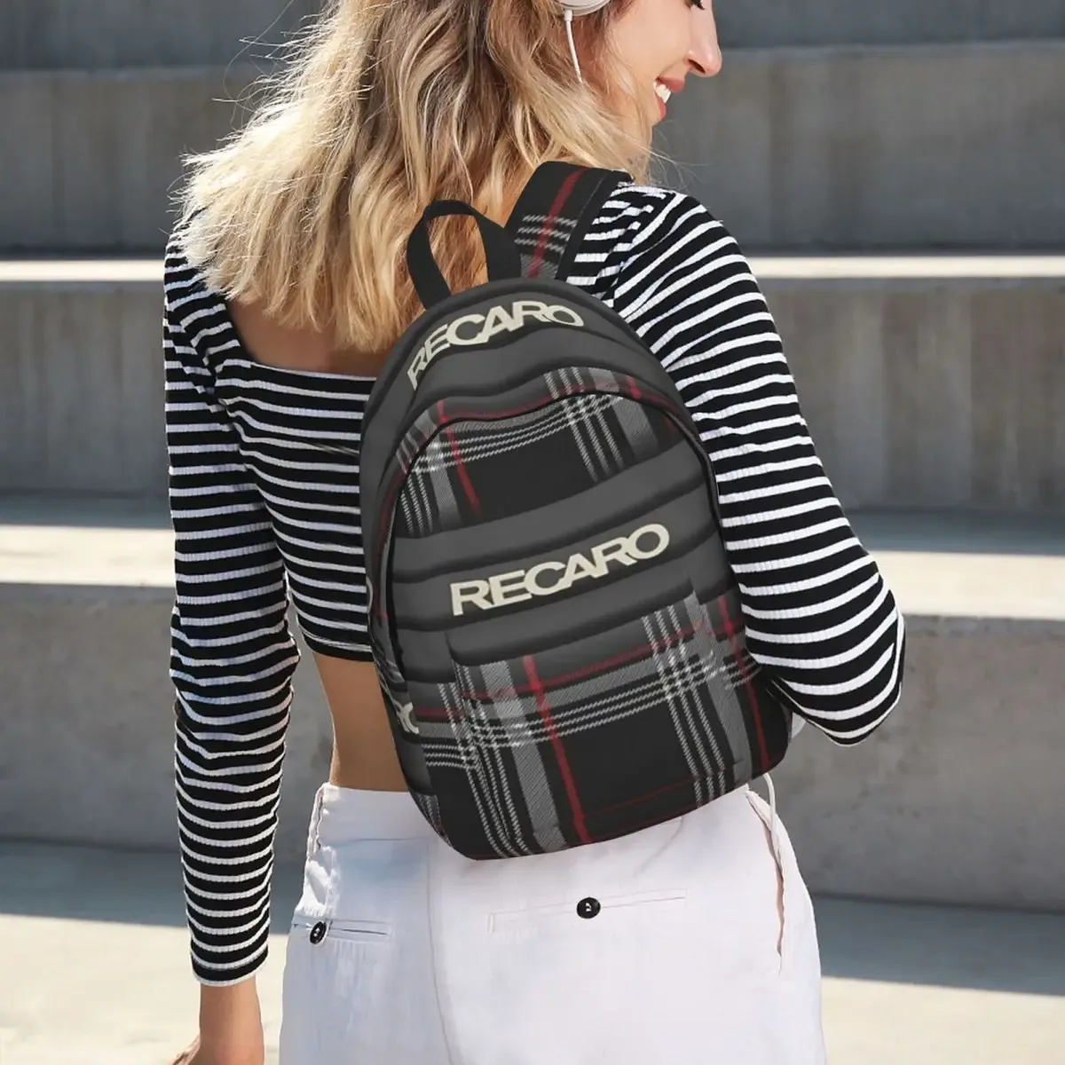 Sac à dos d'étudiant Recaros à carreaux écossais, sac d'école, sac à dos de randonnée, sac de voyage pour hommes et femmes, sac à bandoulière