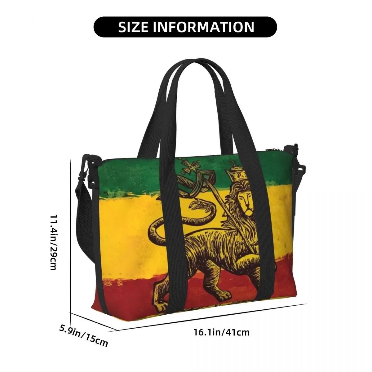 grand sac fourre-tout personnalisé rasta feel discuter of judah pour femme, jamaica rastafarian reggae shopping initié gym beach travel bag