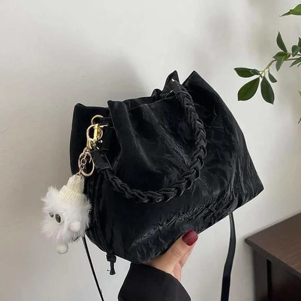 sacs fourre-tout pour femmes, sac seau moyen sophistiqué en pu, sac seau élégant pour femmes, sac à bandoulière pour les voyages courts et les trajets quotidiens