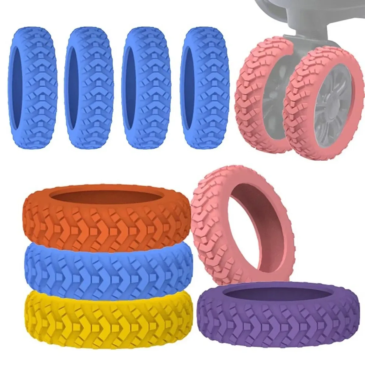 8 protections de roues de valise en silicone, protège-roues, chaussures de roulettes, valise de voyage, réduct