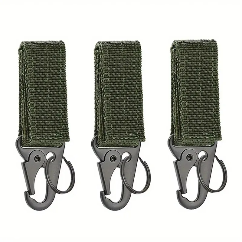 lot de 3 mousquetons tactiques edc pour extérieur, porte-clés en sangle de nylon, support de clés, crochet de ceinture pour sac à dos de camping, boucle de suspension, clip multifonction