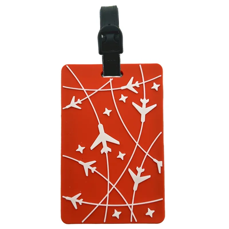 nouvelle étiquette de bagage en pvc en forme d'avion, porte-nom et d'identification, accessoires de voyage