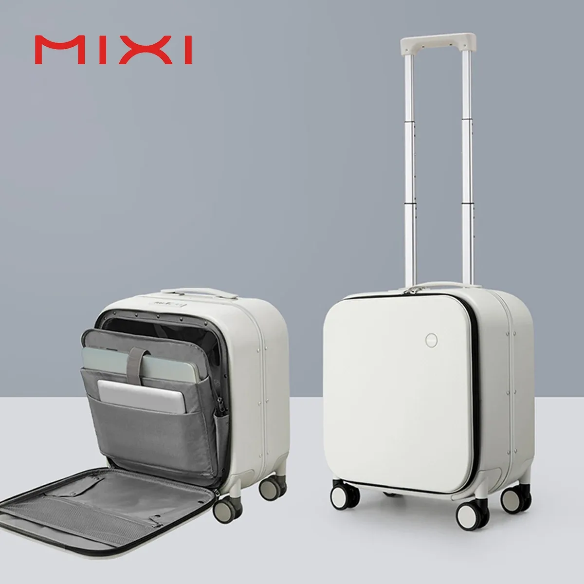 Mixi nouveau Design brevet valise à main femmes 18 pouces bagage roulant hommes Polycarbonate cadre en aluminium élégant Noble