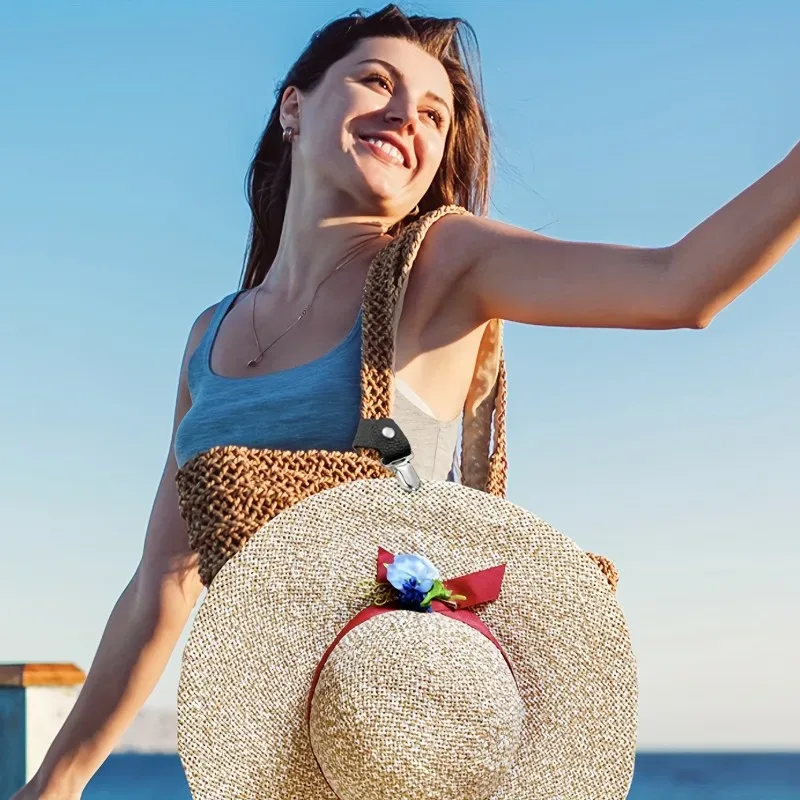 2 pinces à chapeau en métal, accessoires de voyage, support de chapeau pour sac à main, sac à dos, bagages, pince de maintien de chapeau pour voyage, camping, randonnée en plein air
