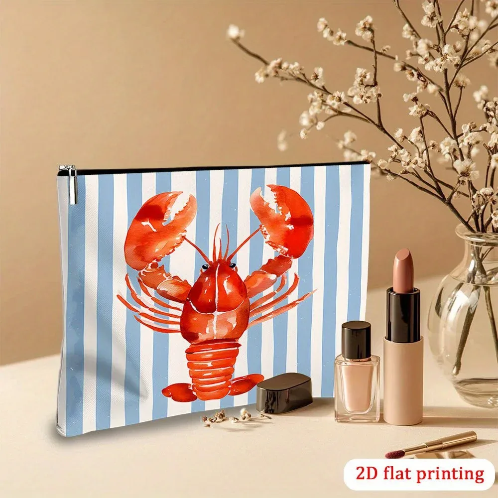 trousse de maquillage à rayures de homard, idéale pour les voyages et le rangement des cosmétiques et articles de toilette pour adolescentes et femmes, cadeaux de voyage