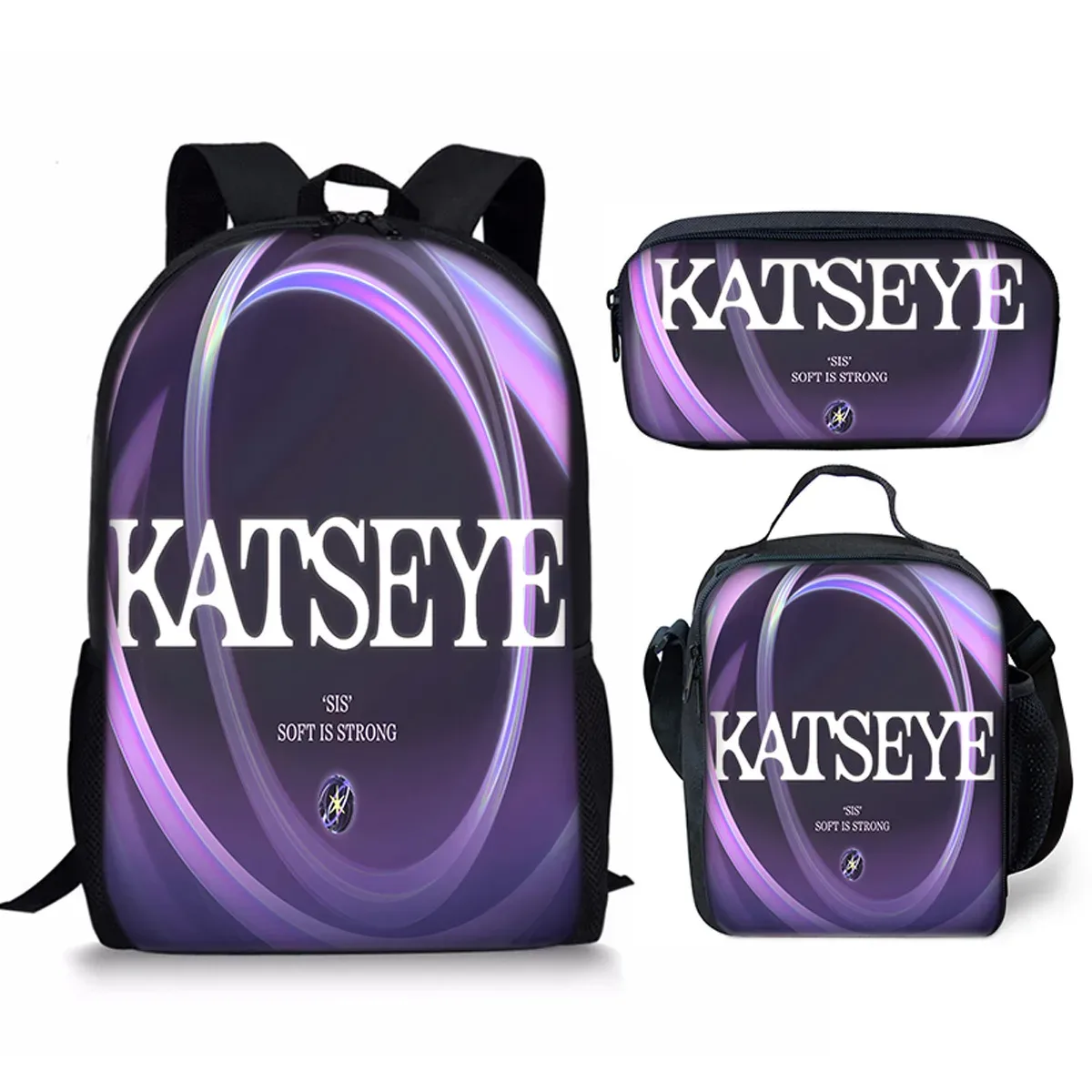 sac à dos scolaire classique populaire kpop katseye imprimé 3d, ensemble de 3 pièces, sac à dos pour ordinateur portable, sac à déjeuner, trousse à crayons