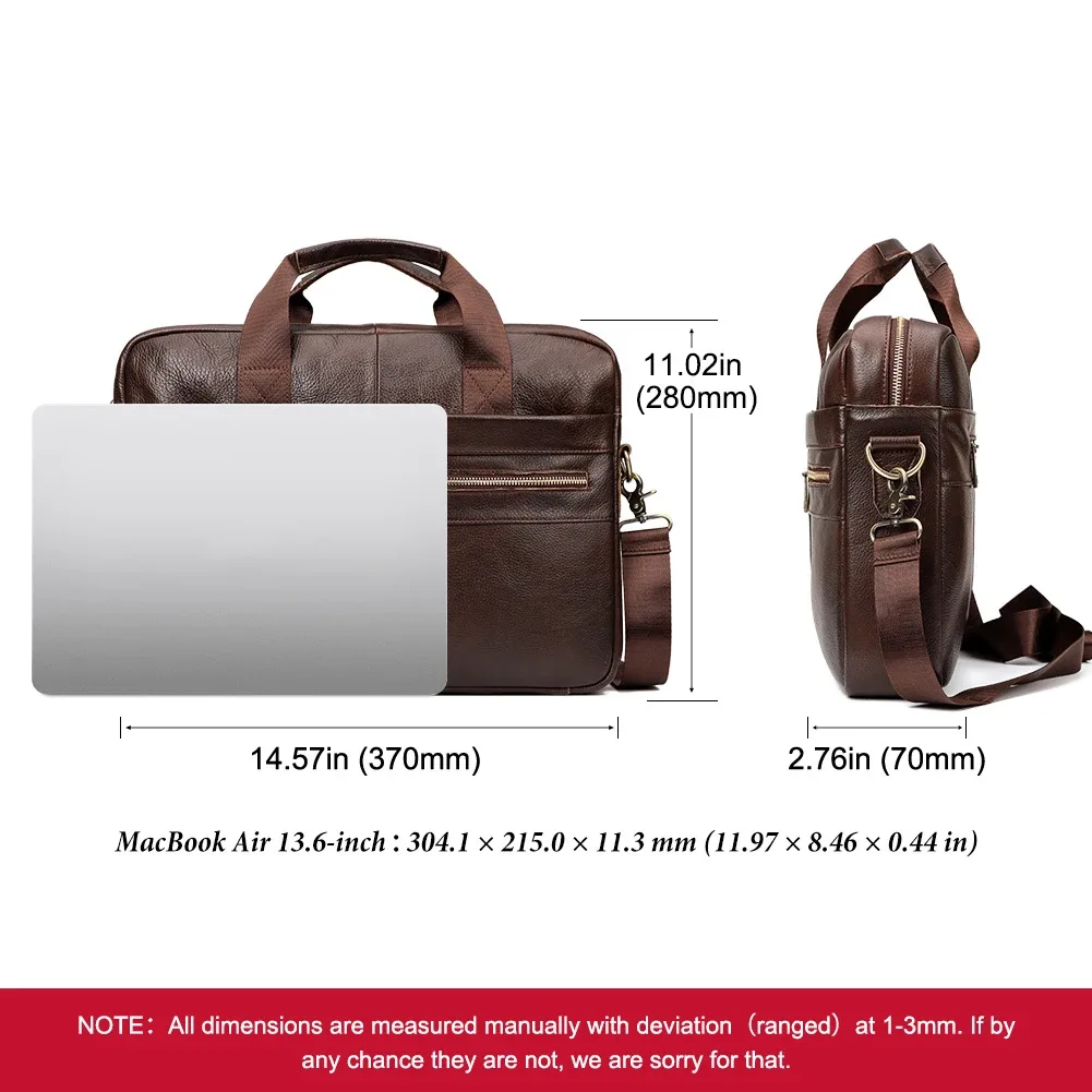 porte-documents en cuir véritable pour hommes, sac d'affaires de bonne qualité, sacoches à bandoulière, sac à main de bureau pour ordinateur portable de 14 pouces, sac de voyage