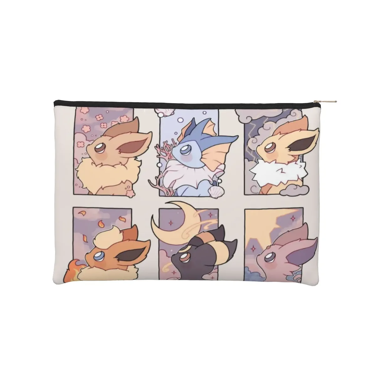 sac de voyage léger et mignon pokemon, pochette de maquillage eeveelution, trousse de toilette avec fermeture éclair, pochette cosmétique de voyage