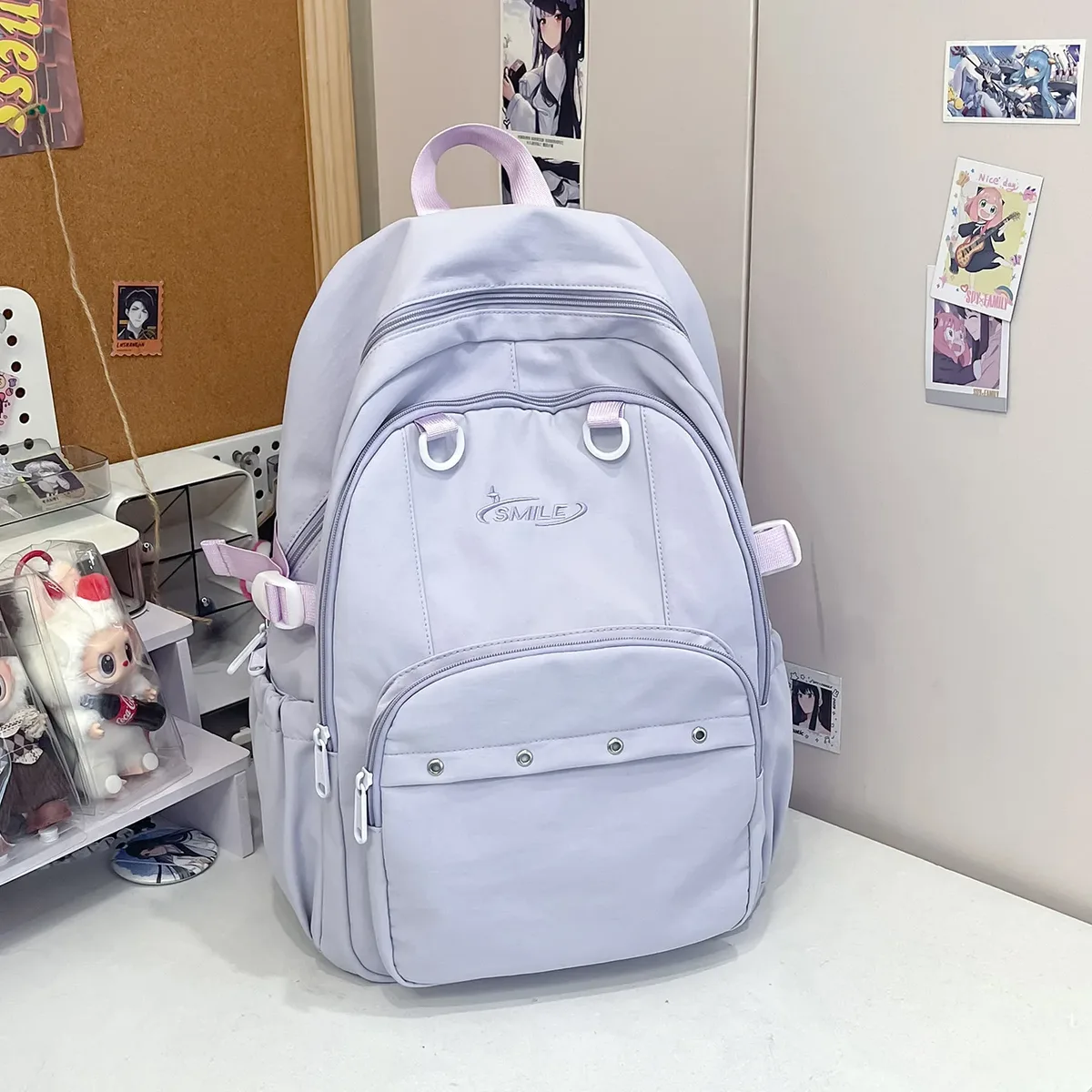 sac à dos brodé avec lettres, grande capacité, léger, respirant, cartable d'école pour étudiants, sac de voyage de loisirs, sac à dos pour fille, sac pour ordinateur portable