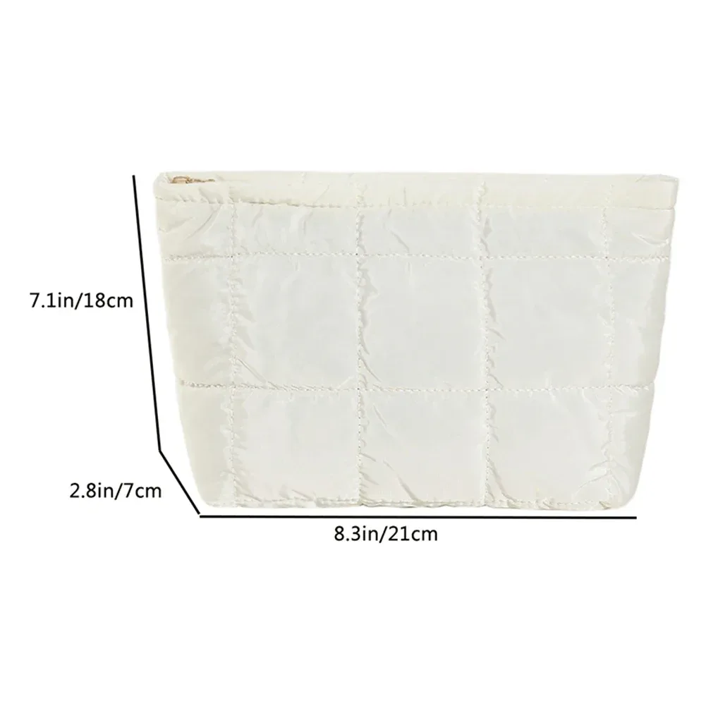 sac à cosmétiques rembourré et matelassé pour femmes, sac de rangement de maquillage de grande capacité, sacs de rangement de maquillage, sacs à cosmétiques de voyage de couleur unie