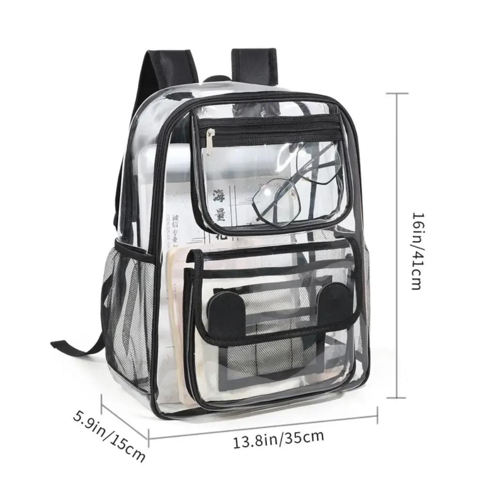sac à dos transparent décontracté de grande capacité, sac à dos étanche en pvc avec fermeture éclair, sac à dos portable pour étudiants, sac d'école, sac de voyage