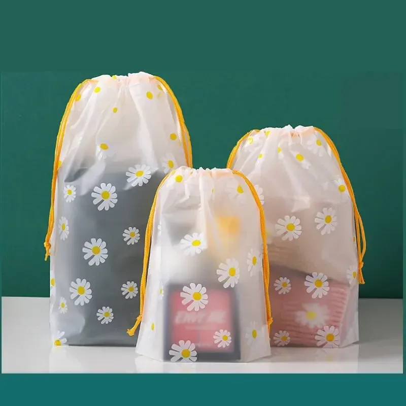 sac de rangement transparent imperméable à cordon en plastique pour cosmétiques, serviettes et chaussettes, idéal pour la salle de bain et la plage - lot de 10