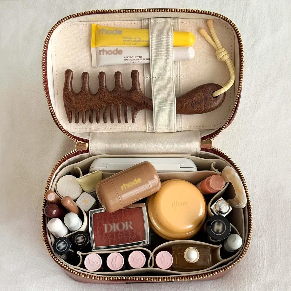 sac de maquillage personnalisable avec initiales pour femmes, grande capacité, lettres personnalisées, trousse de toilette de voyage pour femmes, boîte de rangement pour cosmétiques