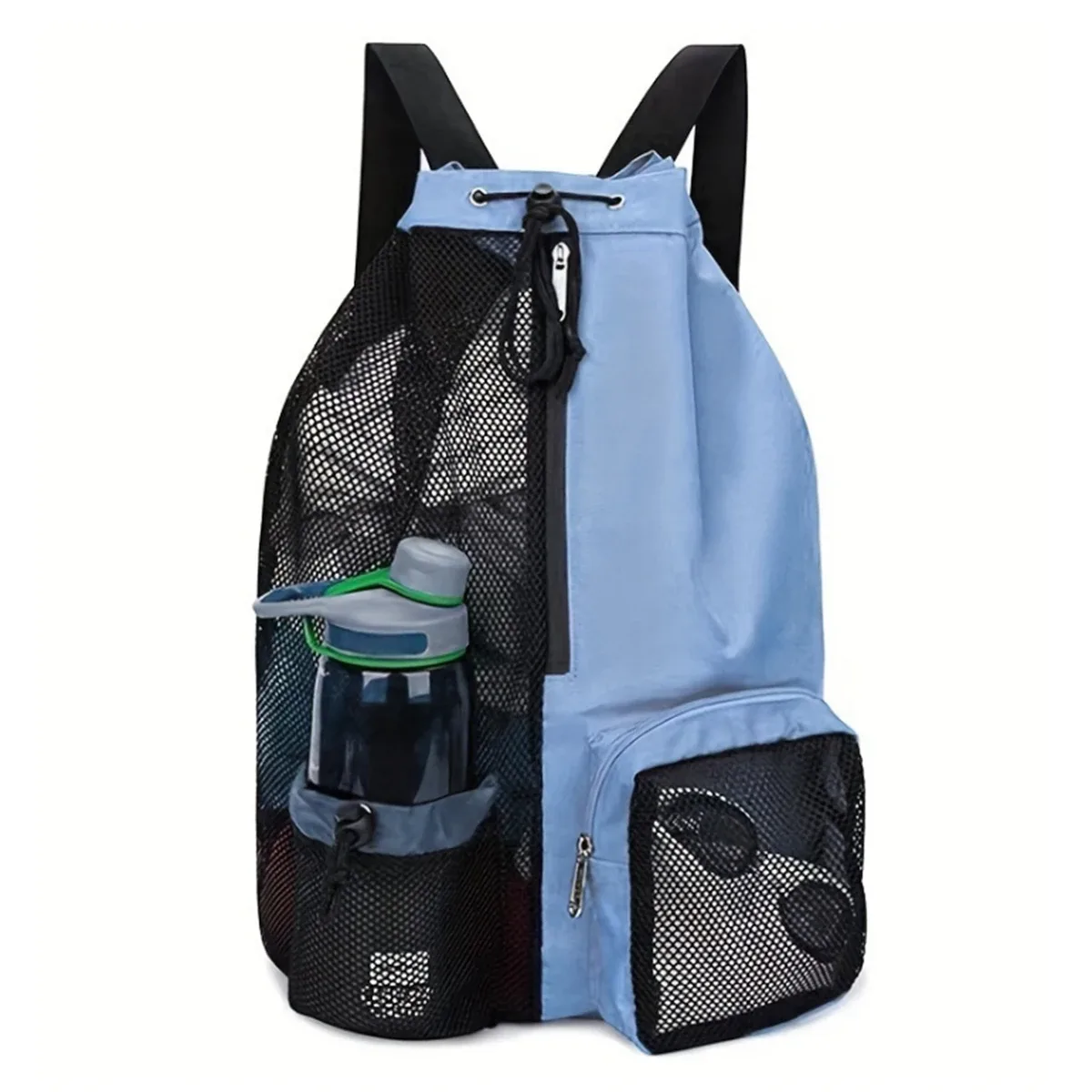 sac à dos de plage extérieur, sac de natation, sac à dos en filet perforé avec cordon de serrage et sac étanche, sac de rangement pour gym, yoga et exercices, 1 ensemble