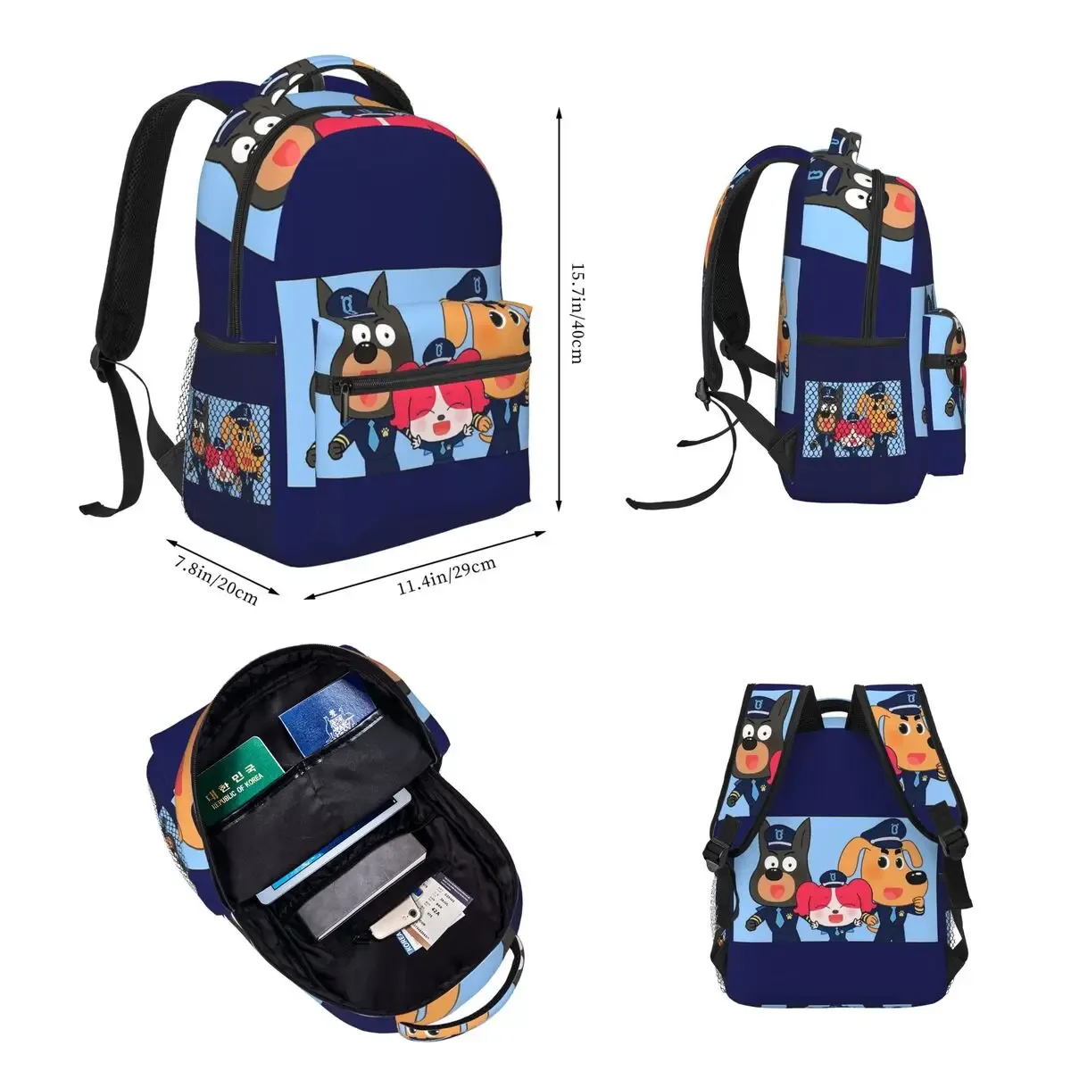 Sheriff Labrador Cartable pour enfants, sacs à dos pour garçons et filles, sac à dos pour enfants, sac à lunch, sac à stylos, ensemble de 3 pièces