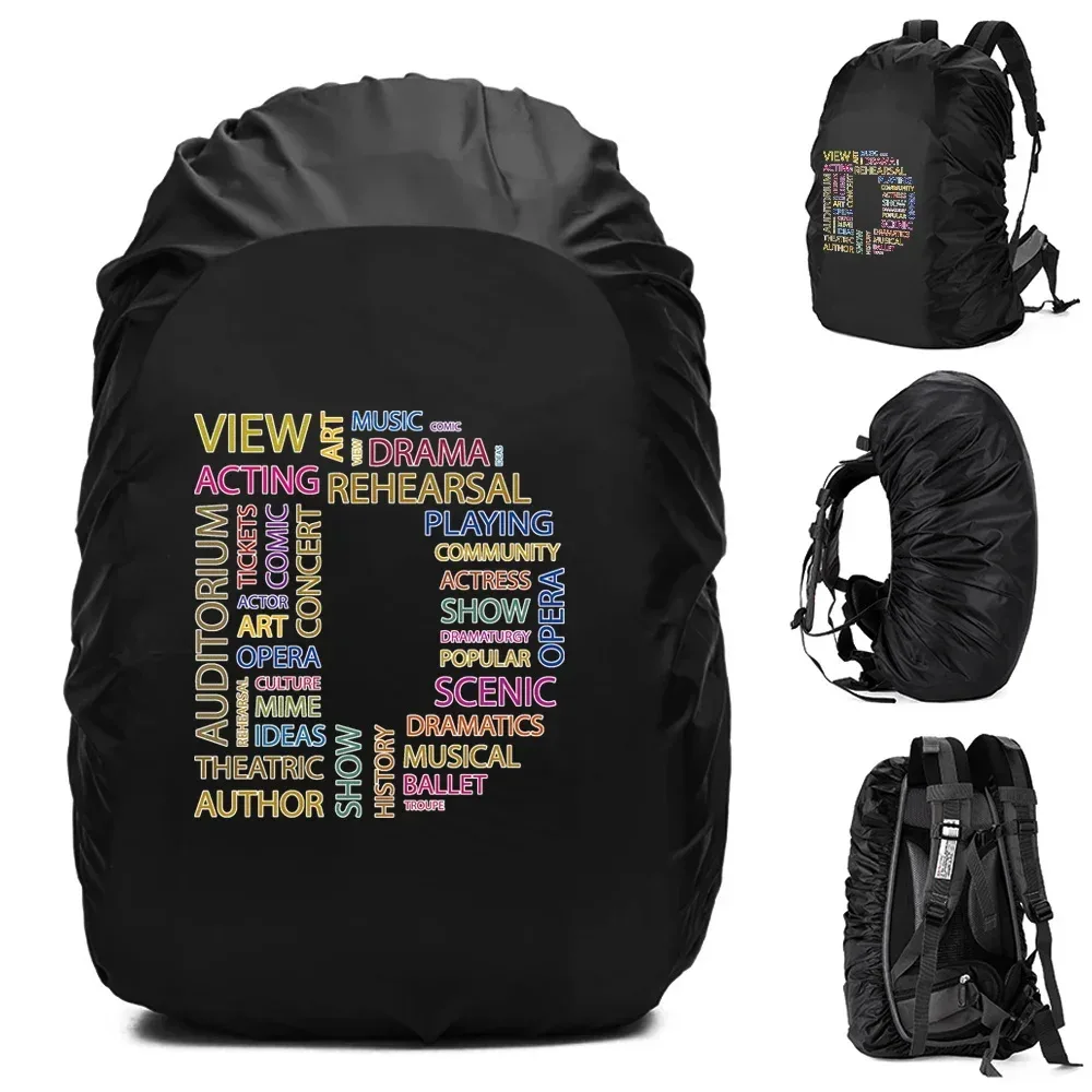 sac à dos imperméable pour homme, housse de pluie, camping en plein air, randonnée, escalade, sac à dos anti-poussière, texte imprimé, 20-70 l