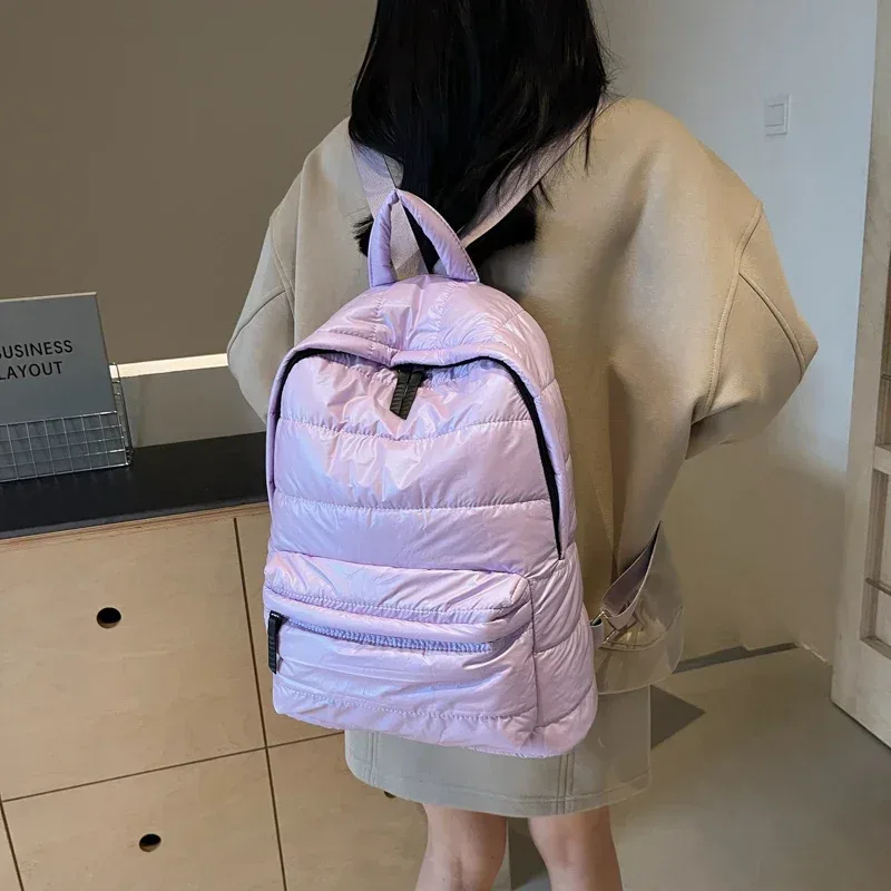 sac à dos d'école rembourré en coton imperméable pour femme, sac à dos décontracté pour femme, sacs de voyage, mode initiée, automne, hiver