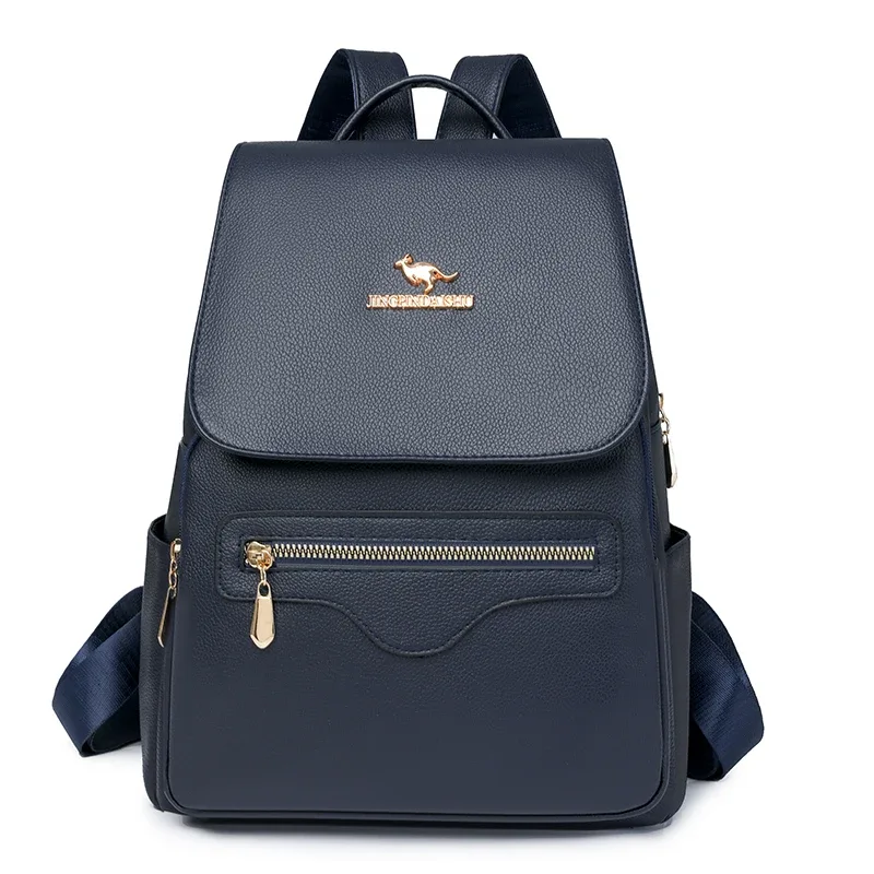 sac à dos de marque de grande capacité pour femmes, nouvelle couleur unie en cuir pu, sac d'école pour étudiants, loisirs voyage, sacs à bandoulière pour femmes