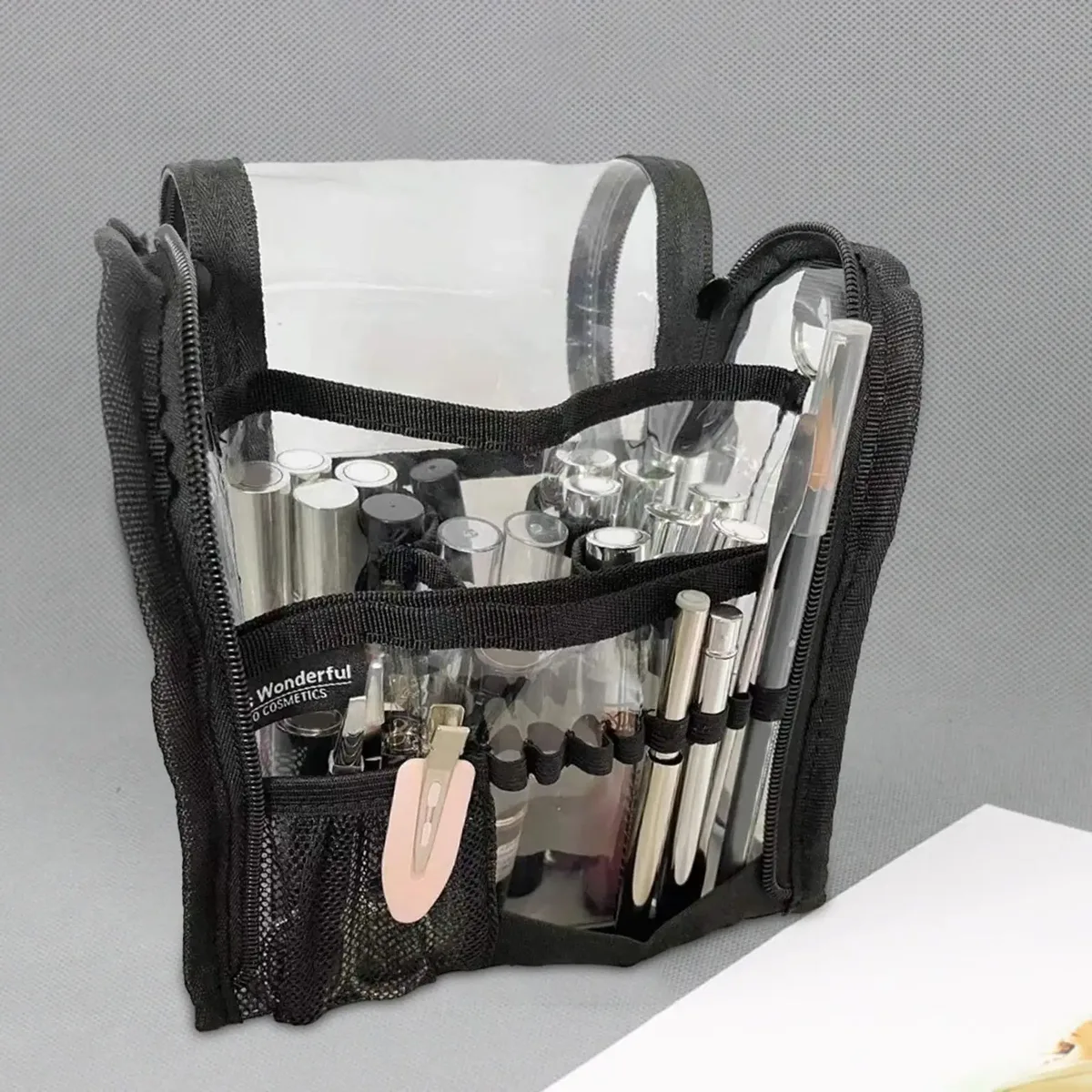 grande trousse de toilette transparente, trousse de maquillage professionnelle, trousse cosmétique de voyage, trousse de maqueteurs pour hooffice home