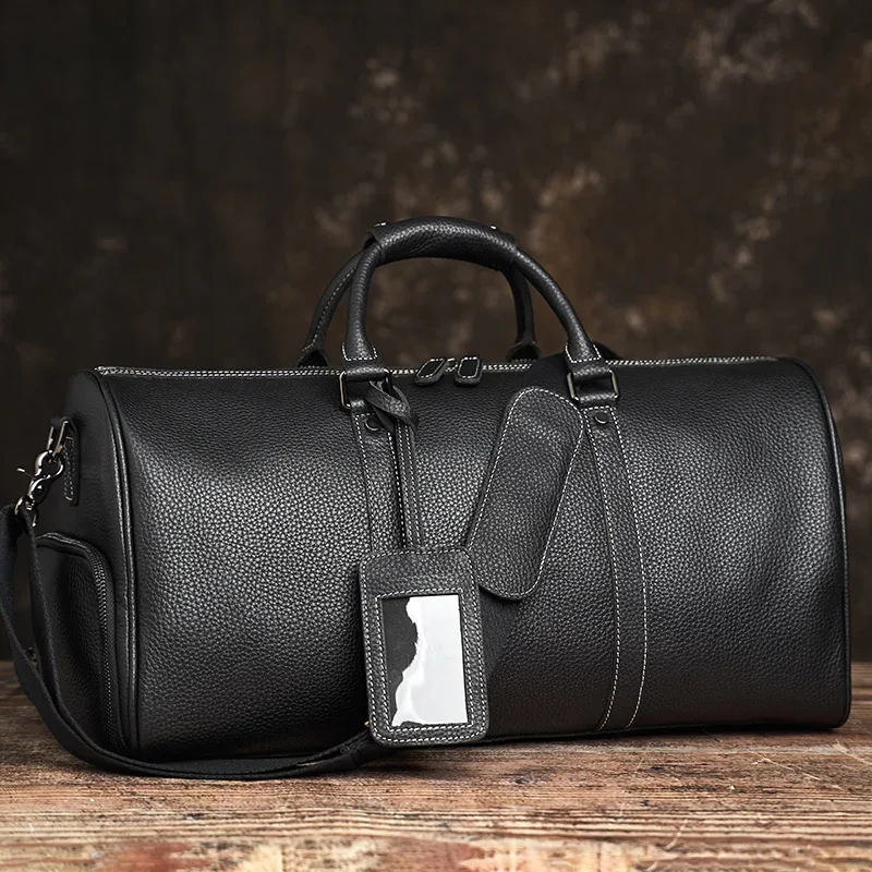 nupugoo – sac de voyage vintage en cuir véritable pour hommes, bagage à main boston, sac de sport de grande capacité, épaule pour ordinateur portable de 16 pouces