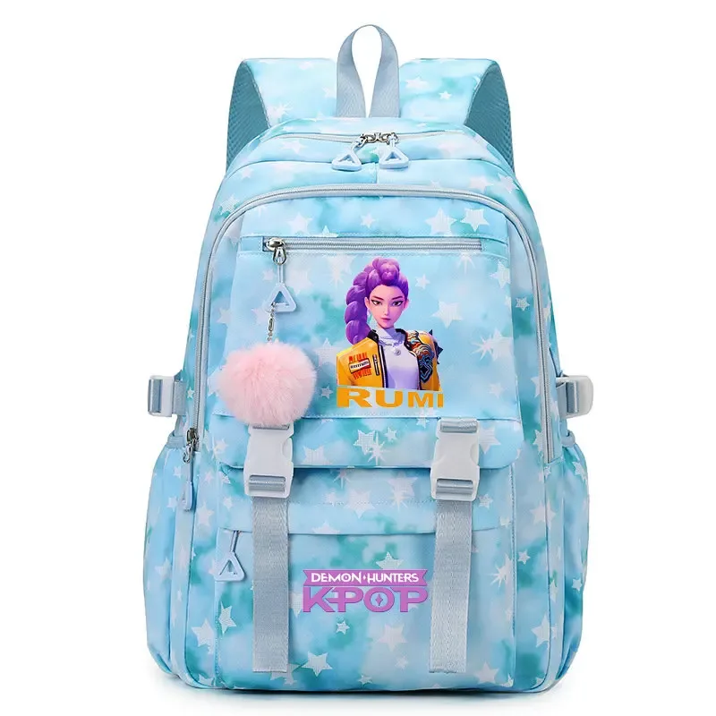 sac à dos d'étudiant imprimé kpop demon hunters, cartable de grande capacité pour adolescents, sac à dos de voyage pour ordinateur portable pour femmes