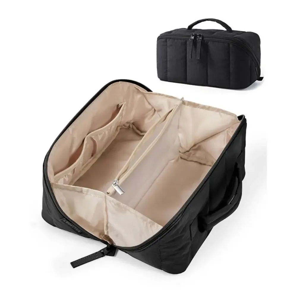 nouvelle trousse de maquillage de voyage portable, imperméable, rembourrée, étui à cosmétiques qui s'ouvre à plat, grande capacité, trousse de toilette pour femmes