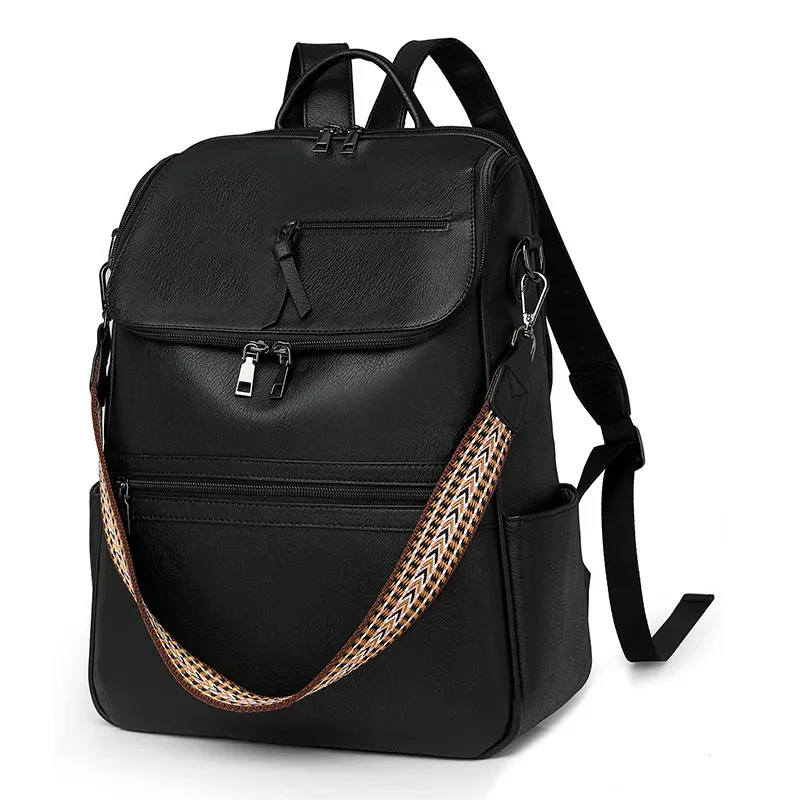 nouveau 2025 femmes grand sac à dos pour ordinateur portable en cuir 15.6 pouces étanche décontracté mode affaires rétro voyage sac à bandoulière pour collège