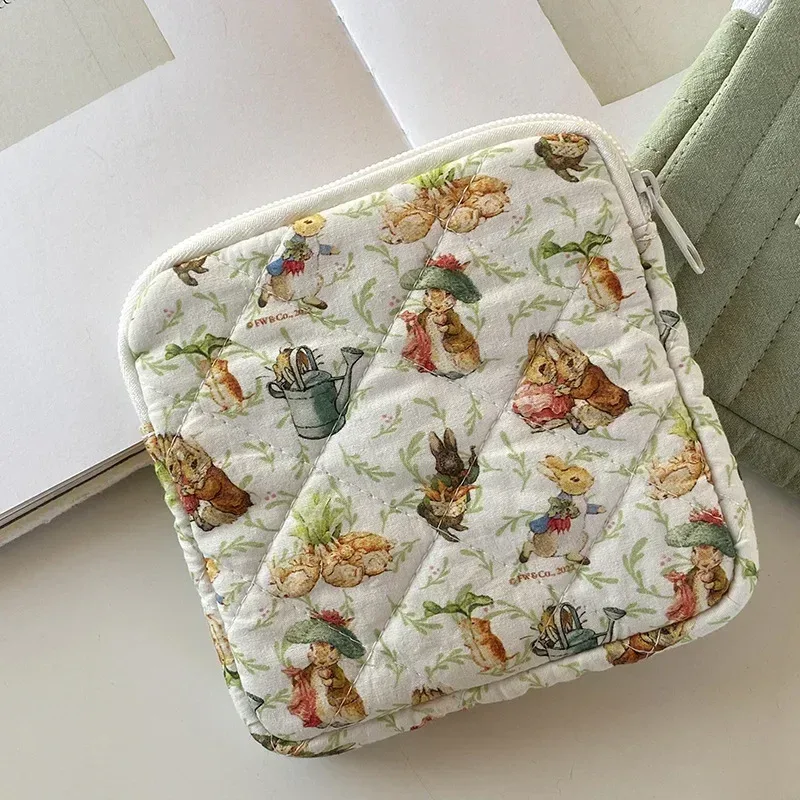 sacs de rangement de serviettes hygiéniques pour femmes, sac de maquillage en coton mignon coréen pour pièces de monnaie, organisateur de bijoux, pochette de maquillage, petits sacs à cosmétiques