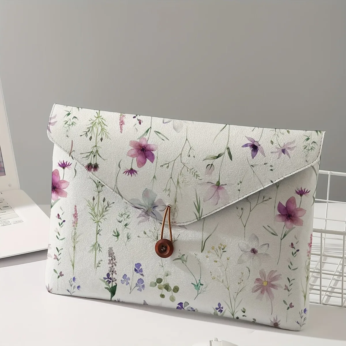 sac pour ordinateur portable à motif imprimé floral avec housse en tissu souple pour ordinateur portable, adapté au rangement à couverture souple pour ordinateur portable et au sac de rangement pour tablette