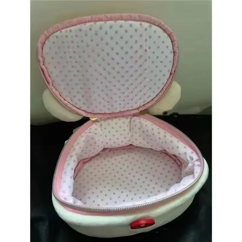 Nouvelle trousse de maquillage et de rangement portable en peluche Rilakkuma Ours Fille, mignonne, elliptique, stéréoscopique, motif dessin animé, facile à ranger