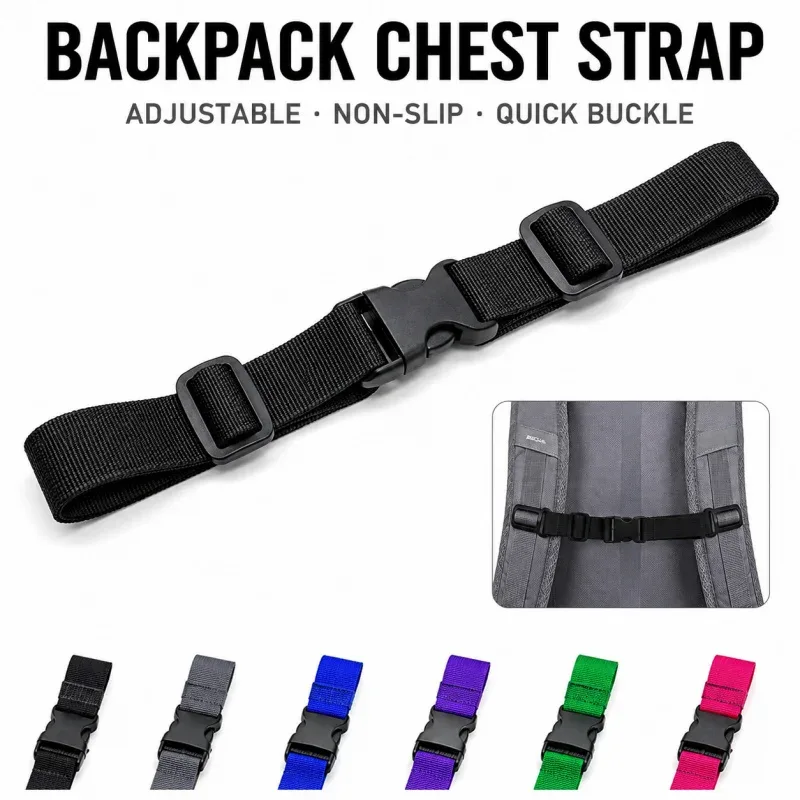 sangle de poitrine réglable pour sac à dos, sangle de sternum de remplacement, connecteur de sangle d'épaule antidérapant pour sacs de randonnée et de voyage