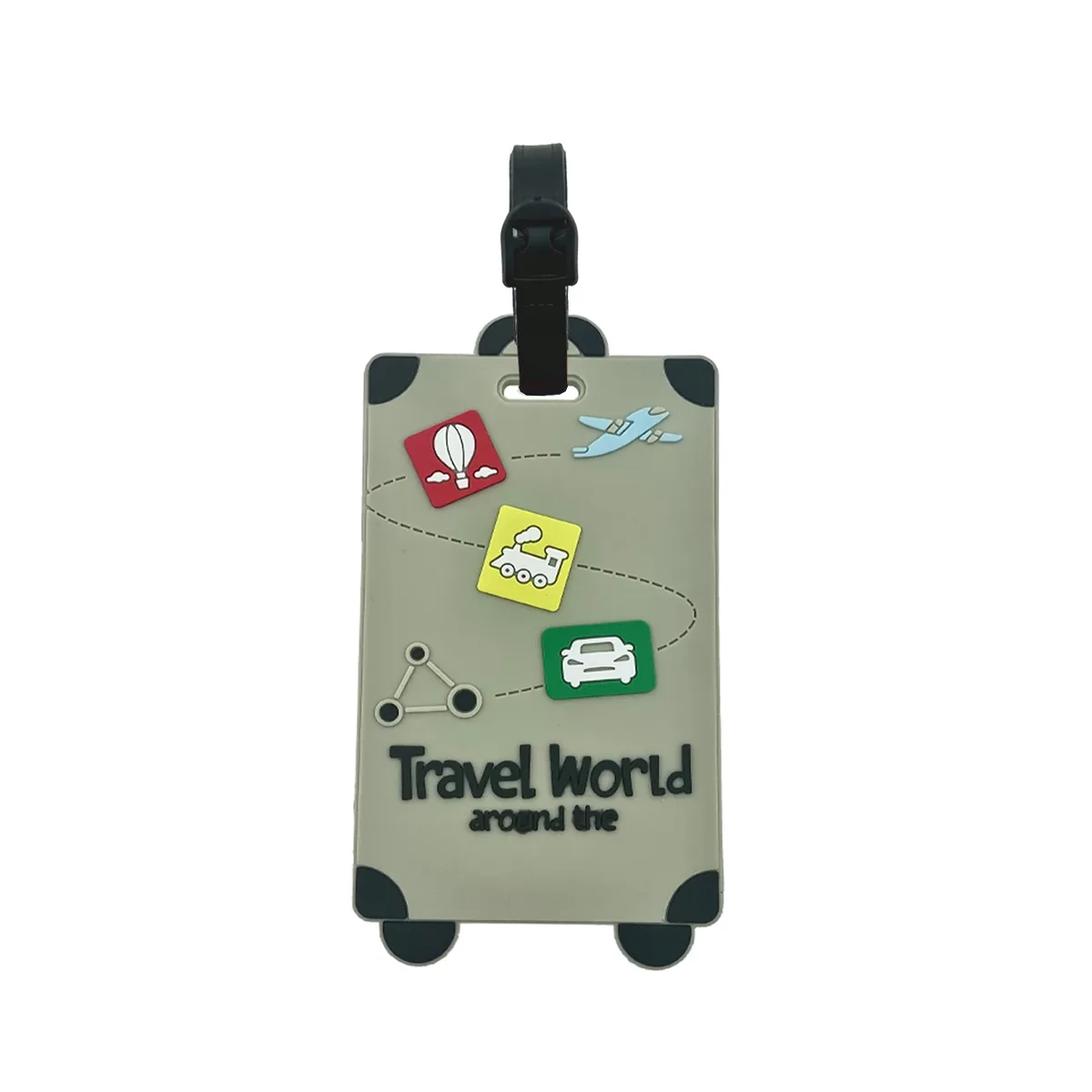 étiquettes de bagage de voyage en silicone – porte-badge et carte d'identité, anti-contrefaçon, accessoires d'avion de couleur unie