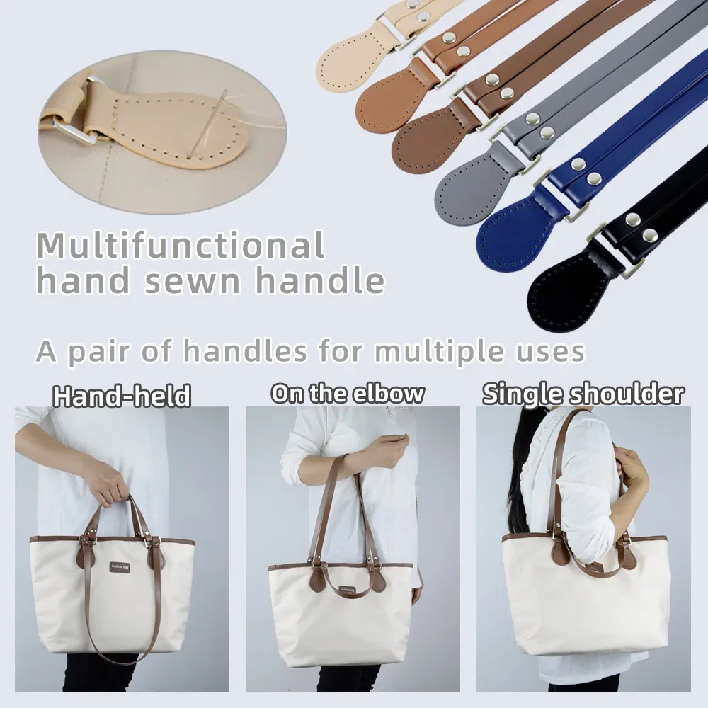 1 paire de sangles de sac en cuir cousues à la main, multifonctionnelles, poignées de remplacement pour sacs portés à l'épaule, accessoires