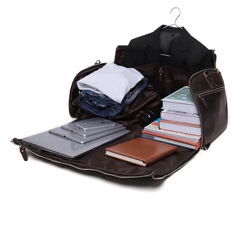 elin-sac pliant en cuir trempé pour homme, sacoche de voyage d'affaires avec poche à chaussures, juste de vêtements, bagage, polochon pour costumes