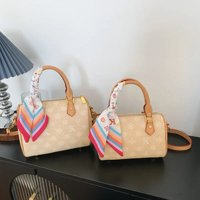 Nouveau Sac Boston Imprimé pour Femme – Sac à Bandoulière Polyvalent en Cuir PU Souple – Sac à Main Quotidien
