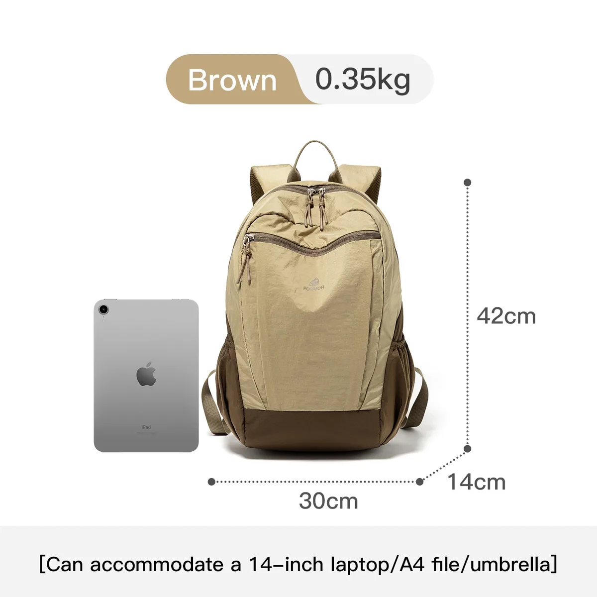 sac à dos de voyage unisexe léger fouvor avec poches latérales élastiques, idéal pour la randonnée en extérieur et l'école, pour hommes et femmes 2026 3068-09
