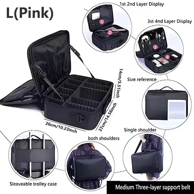 nouveau oxford trousse de maquillage pour femmes professionnel grande capacité voyage trousse à cosmétiques étanche manucure maquillage boîte à outils