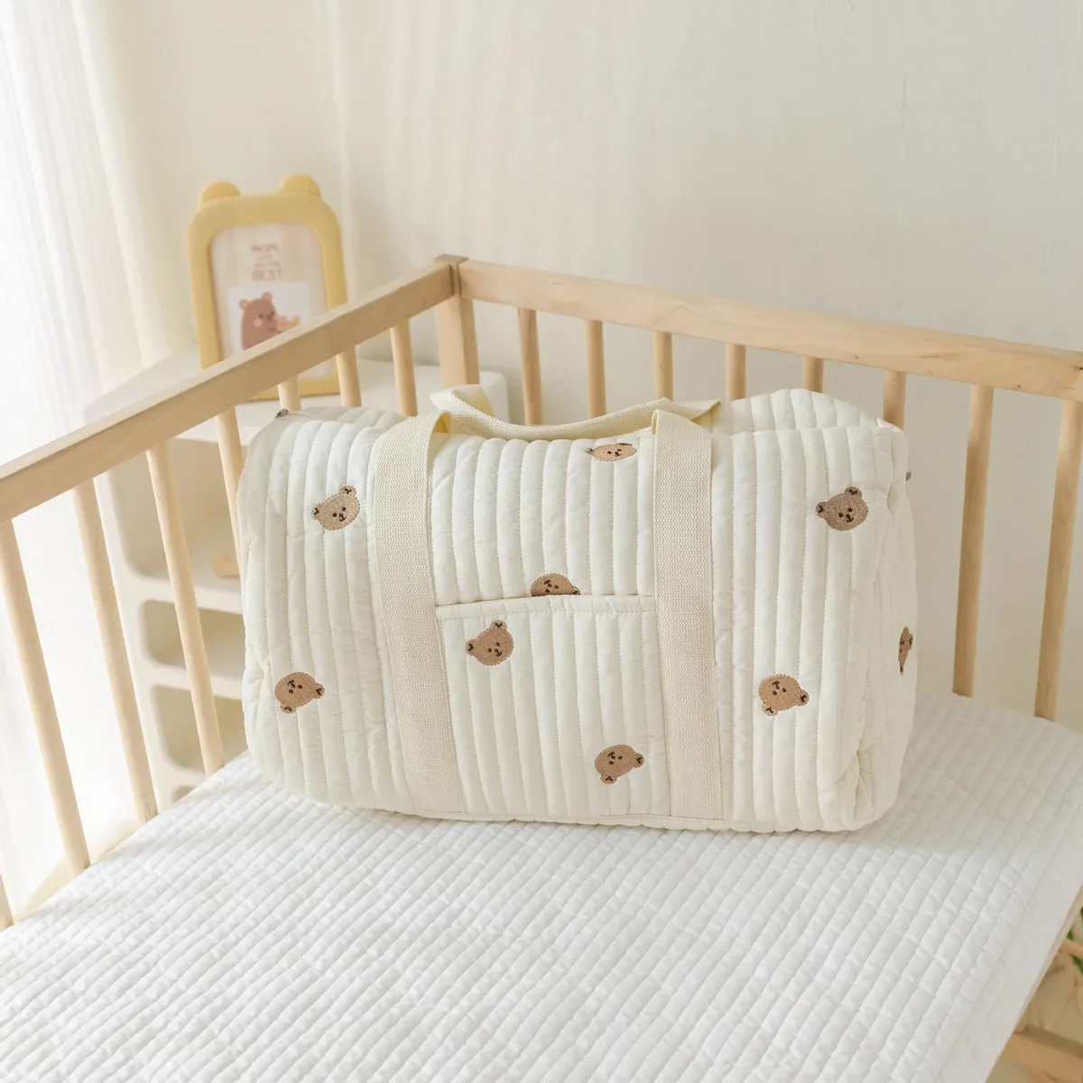 sac de maman personnalisé avec nom, sac mère et bébé petit ours, sac de rangement sortant de grande capacité, sac à bandoulière à main brodé