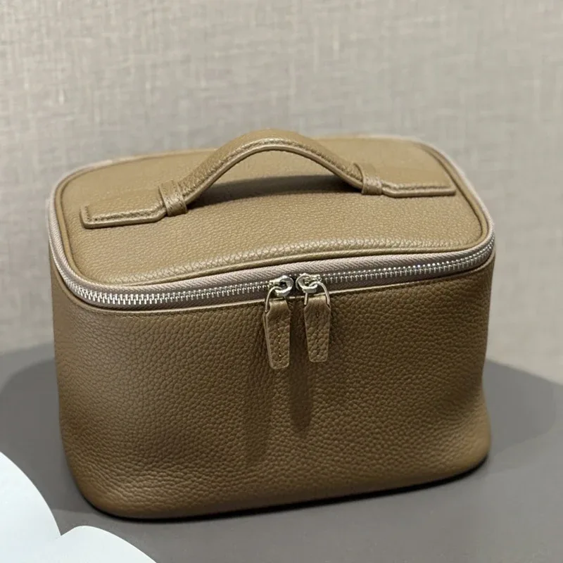 sac à cosmétiques en cuir pour femmes, organiseur de toilette de voyage, cuir véritable de haute qualité, trousse de maquillage de luxe, pratique, grande capacité