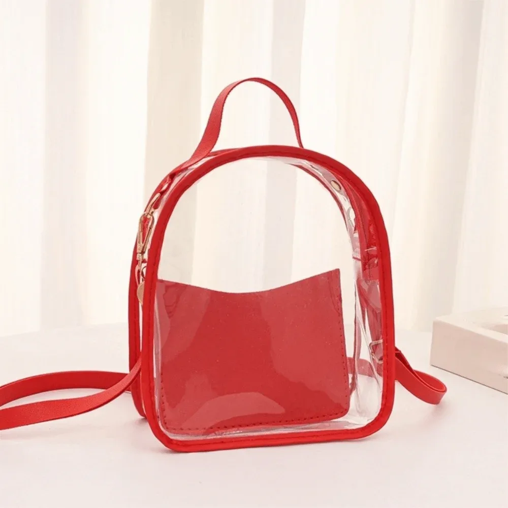 sac à dos transparent simple en pvc, sac à bandoulière imperméable transparent en gelée avec fermeture éclair et petite pochette, sac bandoulière unisexe