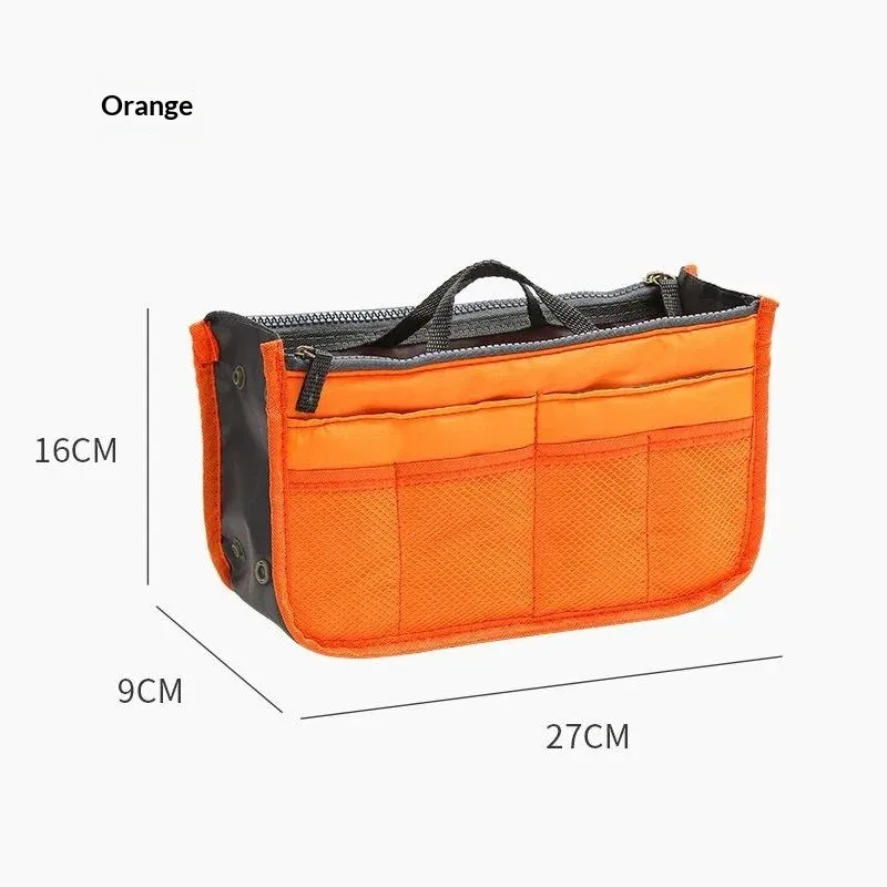 sac de rangement multifonctionnel à double fermeture éclair, grande capacité, pour l'organisation et le classement des articles de maquillage et de toilette.