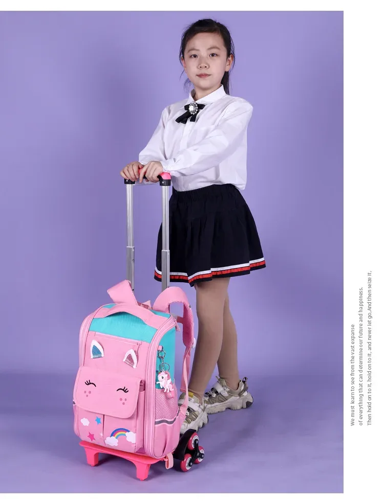 enfants chariot sac à dos roues étudiant haute capacité sacs d'école sac à dos roulant enfants chariot sac école sac à dos sac à roulettes